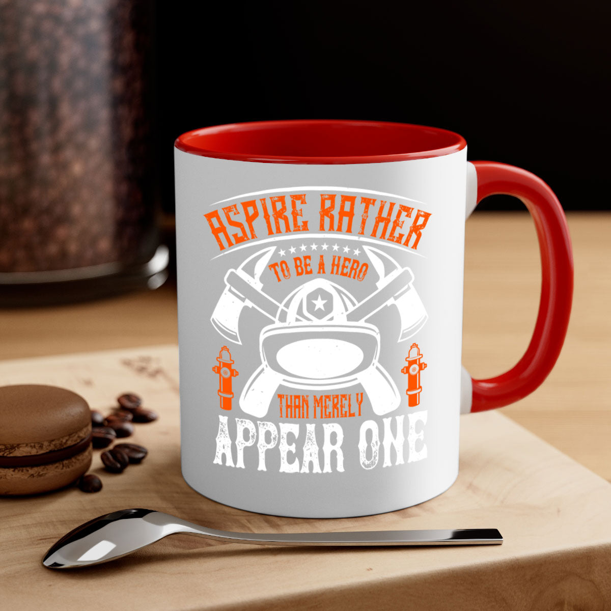 Aspire rather to be a hero mug in five vibrant colors with a glossy finish and easy-grip handle, perfect for coffee and tea.